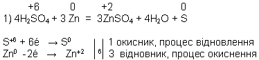 4H2SO4 + 3 Zn  =  3ZnSO4 + 4H2O + S